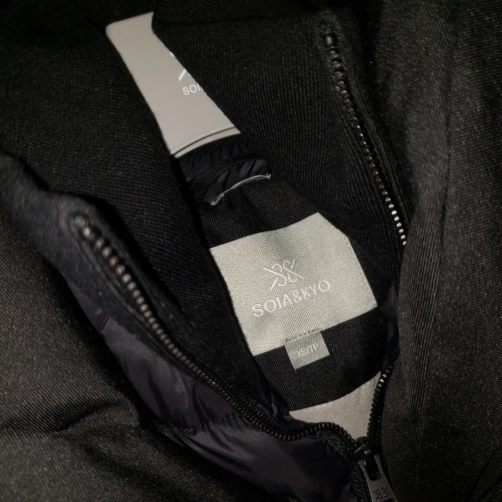 Soia & Kyo Camelia Slim Fit Brushed Down Coat with Leather Trims - Picture 15 of 15